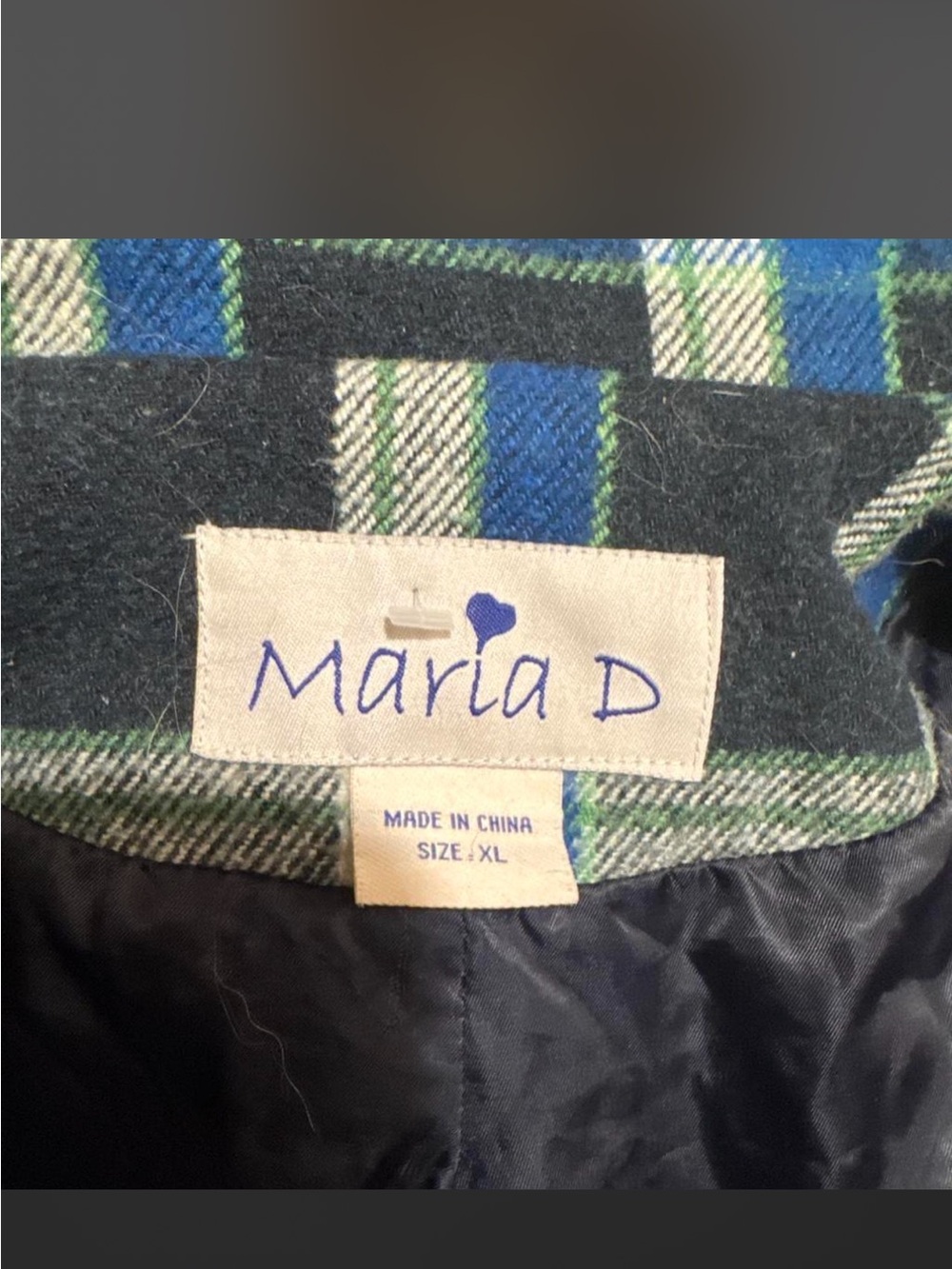 VINTAGE 90’s Y2K Plaid Hooded Double-Breasted Flannel Coat in Blue and Gray - Picture 5 of 7